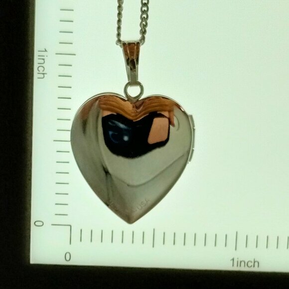 Sterling Polished Heart Locket Pendant Necklace - Picture 12 of 15